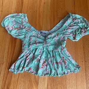 Floral and green urban outfitters top, worn once